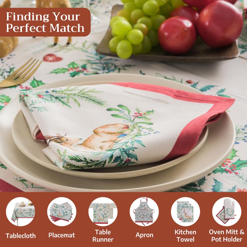 Maison d' Hermine Cloth Napkins Set of 4 100% Cotton for Thanksgiving Christmas Decorations Everyday Reusable Square Fall Napkins Cloth Washable Dinner Party (Holly Time, 20"x20") - Image 4